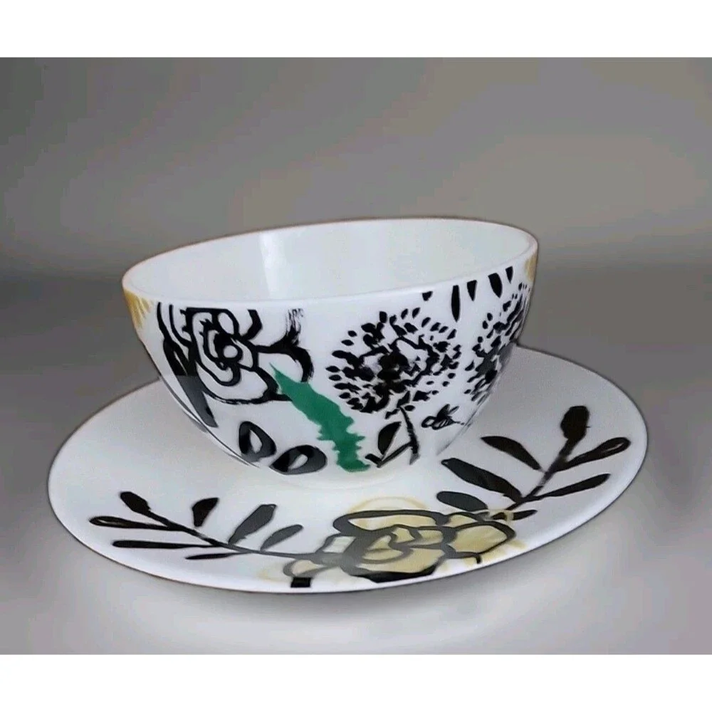 Crate & Barrel Limited Edition Cup & Saucer Set 2014 Penelope Dullaghan